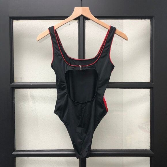 UNIF Black Red & White Bodysuit Swim Suit - Size S - Picture 4 of 6